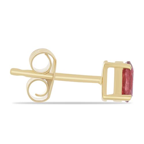 BUY GLASS FILLED RUBY GEMSTONE SINGLE STONE EARRINGS IN 925 SILVER 